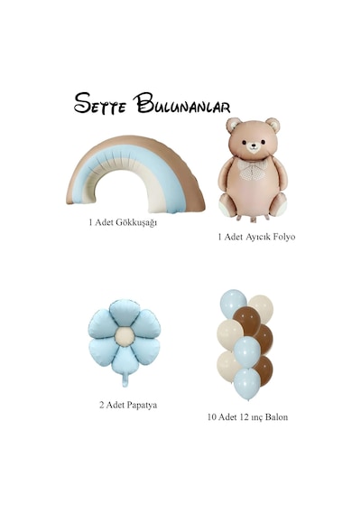 Baby Shower Retro Papatya Temalı Erkek Bebek Kutlama Seti Mavi