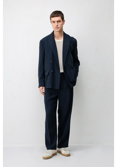 Antioch Modal Karışımlı Relaxed Fit Erkek Blazer Ceket Lacivert