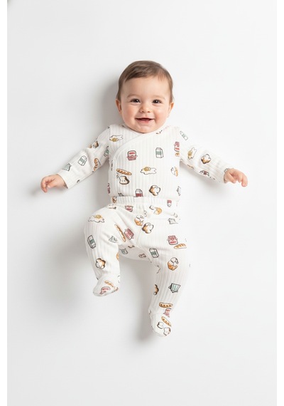 Tiffany Baby & Kids Breakfast Tasarımlı Kruvaze 2 Li Takım Ekru