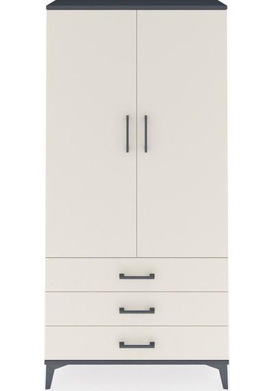 Arges Dolap Tek Raflı 3 Çekmeceli Tek Askılı 88x30x182 Antrasit-aytaşı Antrasit