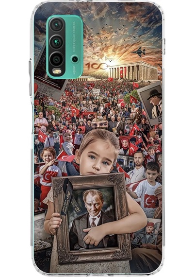 Redmi 9t - Poco M3 Uyumlu Anıtkabir Atatürk Portre Baskılı Silikon Kılıf Renkli