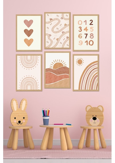 Dekorize Mdf Tablo Seti 6 Parça 3 Mm - Çocuk Odası Duvar Dekoru 6010 30 X 40