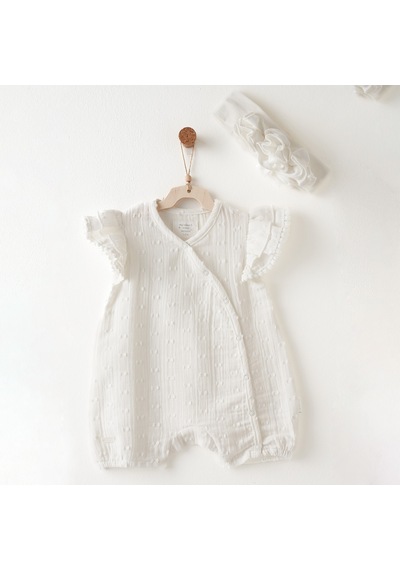 Andywawa Kız Bebek Baby Chic Bandanalı Kısa Tulum Ekru Ac26642 Ekru