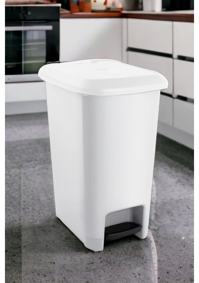 Melkan Home Slim Pedallı Çöp Kovası 60 Litre & Büyük Boy Pedallı Çöp Kovası Beyaz Beyaz Diğer