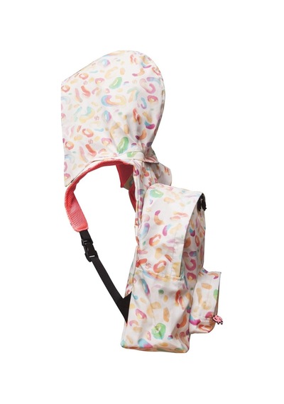 Unisex Su Geçirmez Pastel Leopar Desenli Çıkarılabilir Kapüşonlu Sırt Çantası Çok Renkli