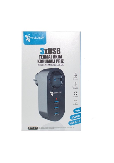 Akım Korumalı Tekli Priz - Akıllı Akım Dengeleme - 3xusb - Isıya Karşı Dayanıklı 5570
