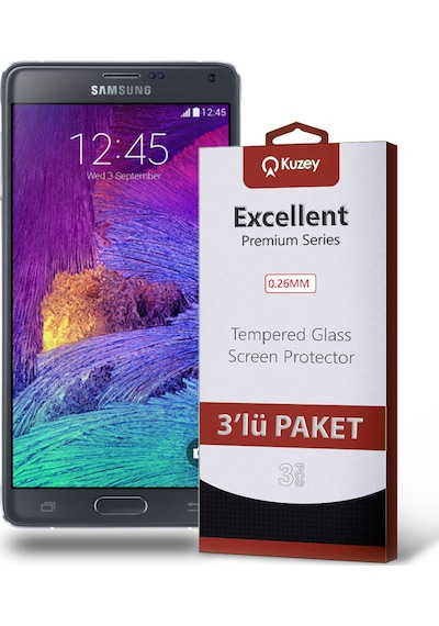 Samsung Galaxy Note 4 ile Uyumlu Kırılmaz Cam Ekran Koruyucu Ekonomik 3'lü Paket