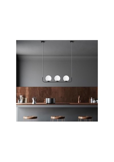 Şık Metal Gövdeyle Modern 3'lü Avize Mutfak Ve Salon İçin, Siyah-13715 Diğer
