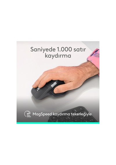 Logitech Mx Master 4 Dokunsal Geri Bildirimli 8000 Dpı Sessiz Kablosuz Bluetooth Mouse - Koyu Gri