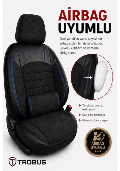 Isuzu D Max 2002-2012 Uyumlu Levante Serisi Füme Mavi Oto Koltuk Kılıfı