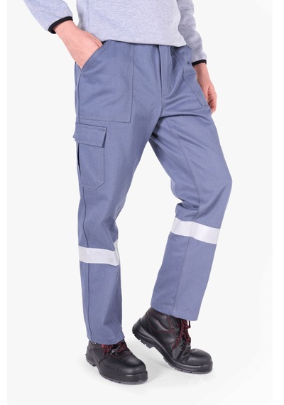 Reflektörlü Gabardin İş Pantolonu Gri
