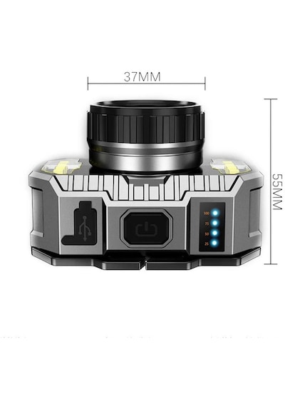 Peakstar Ps-010 800 Lümen Zoomlu Şarj Göstergeli Cob Led Usb Li Şarjlı Kafa Lambası Çok Renkli