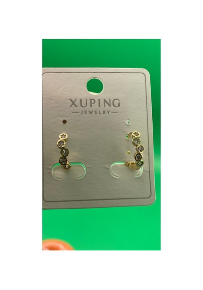 Xuping Altın Renginde Minimal Halka Zirkon Taşlı Çelik Halka Küpe