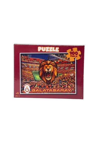 Galatasaray Lisanslı 100 Parça Puzzle - Kükreyen Aslan Ve Stadyum Baskılı Çocuk Yapboz