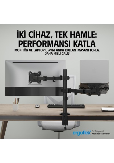 Lexroo A74l Çift Kol Profosyonel 17"-32" Monitör Tutucu Ve Laptop Standı