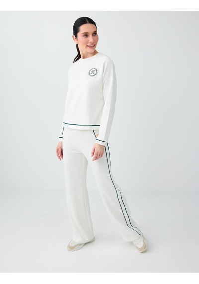 Jimmy Key Kırık Beyaz Yuvarlak Yaka Uzun Kollu Desenli Sweatshirt 6sw237189106