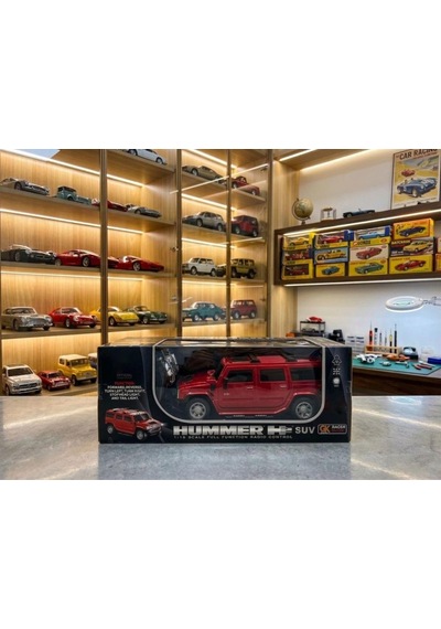 Uzaktan Kumandalı 7 Fonksiyonlu Işıklı Tepe Lambalı 1:16 Ölçek Hummer Suv Oyuncak Arazi Arabası Kırmızı
