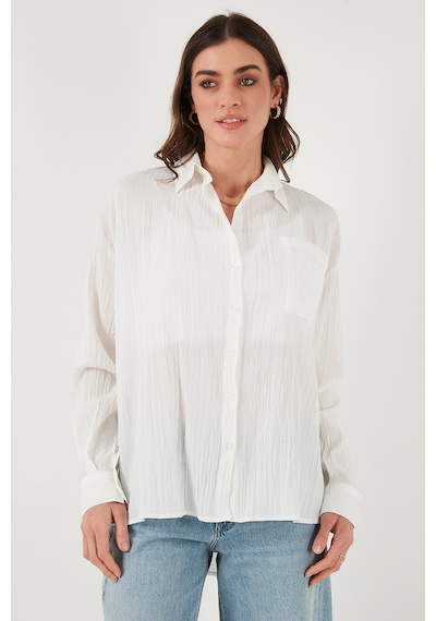 Lela Regular Fit Tek Cepli Önü Kısa Arkası Uzun Krinkıl Bayan Gömlek 6772752 Beyaz Lela Regular Fit Tek Cepli Önü Kısa Arkası Uzun Krinkıl Bayan Gömlek 6772752 Beyaz