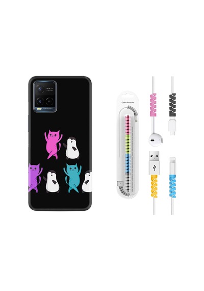 Vivo V21E Kılıf Kablo Koruyuculu Cat Dance 1824