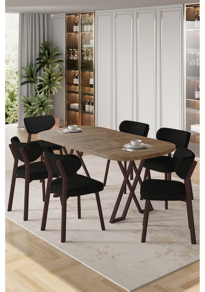 Canisa Axton Serisi Sabit Mdf 90x168 Atlantik Çam Mutfak Masa Takımı 6 Siyah Sandalye Atlantik Çam Siyah Sandalye Canisa Axton Serisi Sabit Mdf 90x168 Atlantik Çam Mutfak Masa Takımı 6 Siyah Sandalye Atlantik Çam Siyah Sandalye