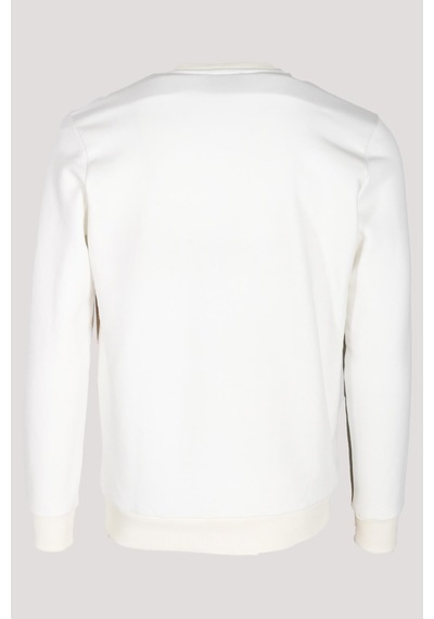 Erkek Sweatshirt Beyaz Monogram Desenli Logo Detaylı Relaxed Fit Crewneck Ncs Jeans 1625 Beyaz