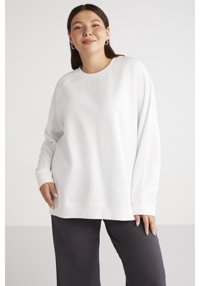 ETHIQUET BARBORABB Kadın Relaxed Içi Polarlı Yumuşacık Comfort Fit Beyaz Büyük Beden Sweatshirt ETHIQUET BARBORABB Kadın Relaxed Içi Polarlı Yumuşacık Comfort Fit Beyaz Büyük Beden Sweatshirt