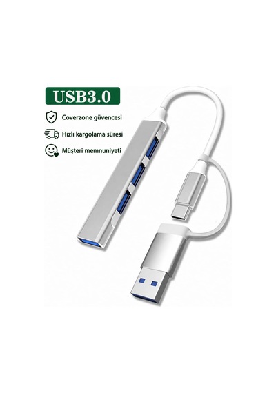 4 Port Usb-c Hub Usb 3.0 Adaptör Tablet Pc Macbook Uyumlu Ac809