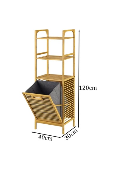 Pbt-511 Ahşap Bambu Kirli Sepetli 3 Raflı Çok Amaçlı Banyo Düzenleyici Organizer Banyo Dolabı Kirli Çamaşır Se Diğer