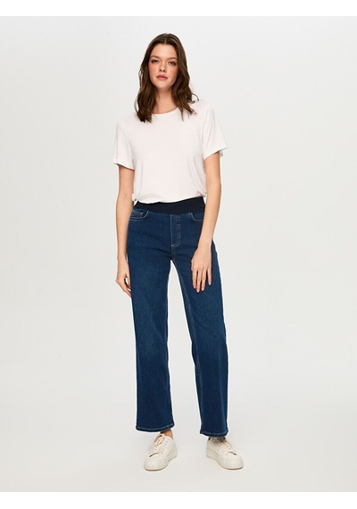 Faik Sönmez Wide Leg Fit Beli Lastikli Rahat Jean Pantolon S26jpn016 Us26jpn01627 İndigo