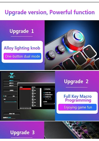 Techtic Aula F2088 Mekanik Makro Tuşlu RGB Oyun Klavyesi