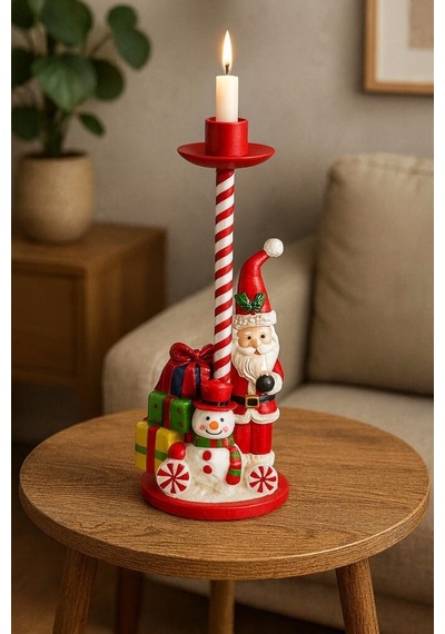 Beysüs Yılbaşı Dekoratif Noel Baba Mumluk Şamdan 27 Cm