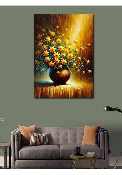 Kanvas Tablo Vazoda Sarı Çiçekler 50cmx70cm