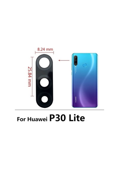 Tkgz -  P30 Lite Arka Kamera Camı Lens Yapışkanlı
