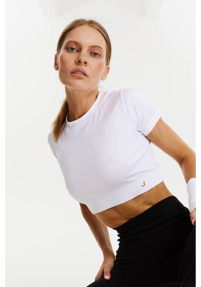 Jerf Captiva Yumuşak Dokulu & Esnek Crop Top Beyaz