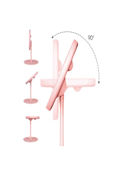 Pembe Renk Led Işıklı Usb Şarjlı Masa Üstü Makyaj Aynası Dokunmatik Makyaj Aynası