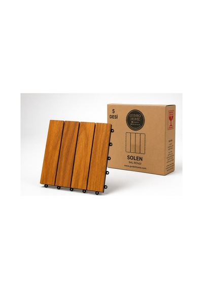 Solen Akasya Ahşap Yer Karosu 30x30x2,25 Cm 4 Dilimli Geçmeli Deck Karo Balkon, Teras, Bahçe Ve Duş Zemini 9 Adet 0,81 M²