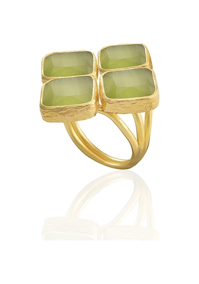 Kadir Jewellery 22 Ayar Altın Kaplama Kadın Zirkon Taşlı Yüzük Yeşil 75892405