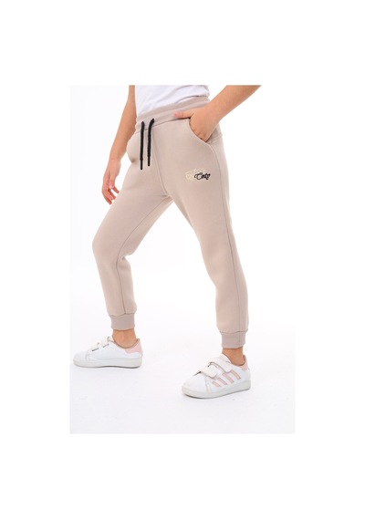 Kız Çocuk Nakış Baskılı Beli Paçası Lastikli Cepli Basic Jogger Eşofman Altı 3 İplik Şardonlu Bej Kız Çocuk Nakış Baskılı Beli Paçası Lastikli Cepli Basic Jogger Eşofman Altı 3 İplik Şardonlu Bej