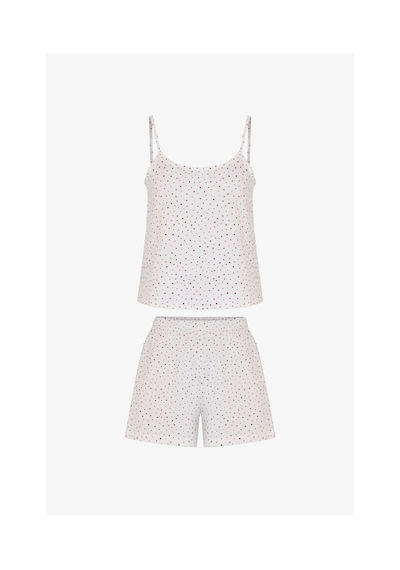 Penti Kırık Beyaz Fiona Muslin Puantiye Desenli Şort Pijama Takımı