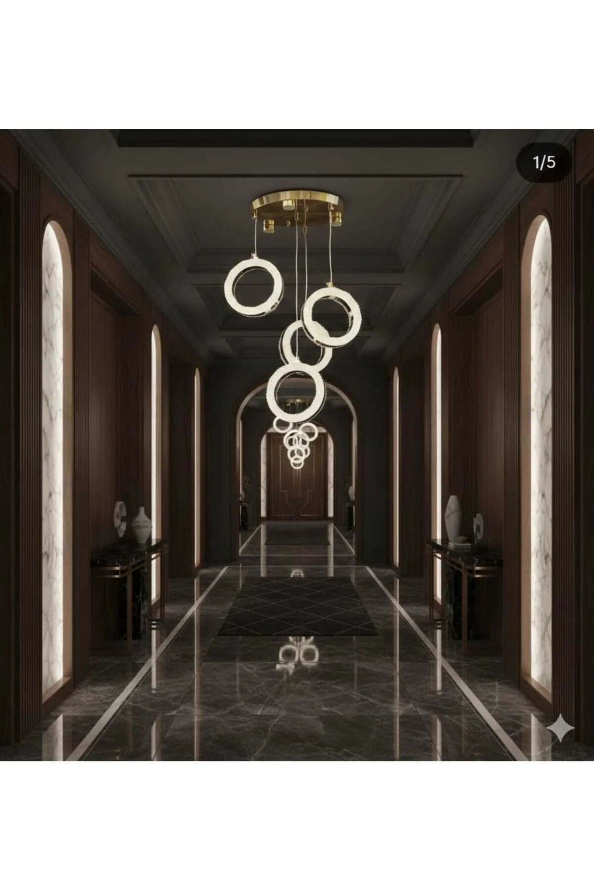 Bohem Aydınlatma Modern 3 Renk Led Halka Model Sarkıt Avize Gold