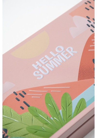 Hello Summer Tropikal Kabartmalı Metal Hediye,takı,dikiş,saklama Kutusu 197 X 107 X 43 Mm