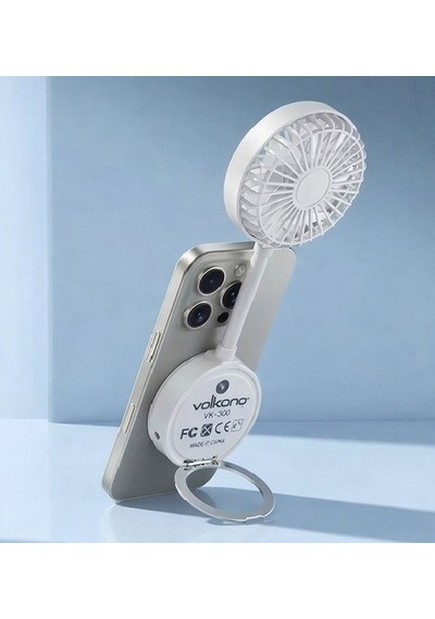Volkano Manyetik Fan Şarz Edilebilir 3 Kademeli Mıknatıslı Safe Telefon Tutuculu Magsafe Fan Magnetic Holder Vk-300 Beyaz