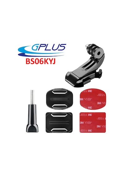 Gplus Bs06kyvj 6 Parça Oval Eğimli Zemin Ve Flat Düz Yüzey Vidalı J-hook Açılı Hızlı Tak Aksiyon Kamera Uyumlu 3m Yapışkanlı Motor Kask Bağlantı Base Seti Siyah