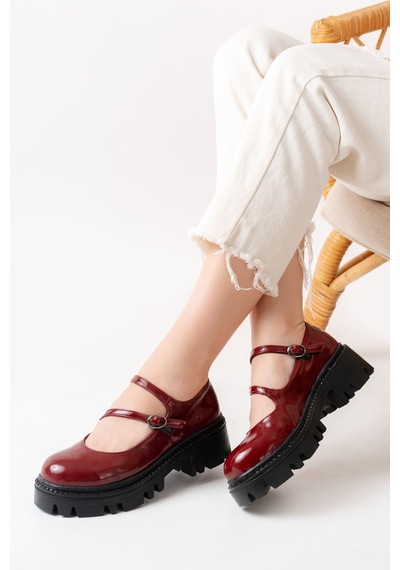 868-756 Bordo Rugan Günlük Yüksek Tabanlı Loafer Ayakkabı Bordo
