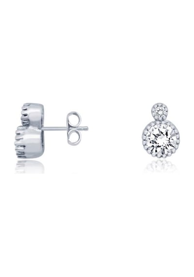 Diamond Line-Gülaylar - Beyaz Altın 14 Ayar Tektaş Küpe N11.9466
