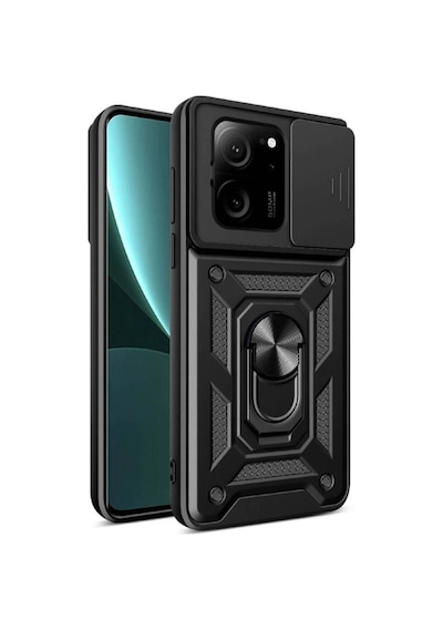 Xiaomi Mi 13t Kılıf Magnetik Standlı Kamera Korumalı Zore Sürgülü Vega Kapak Siyah