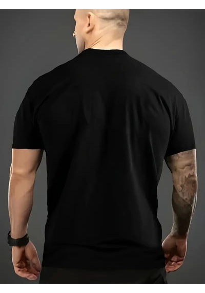 Modi Baskılı Oversize Bisiklet Yaka T-shirt - Siyah - Mymg158953