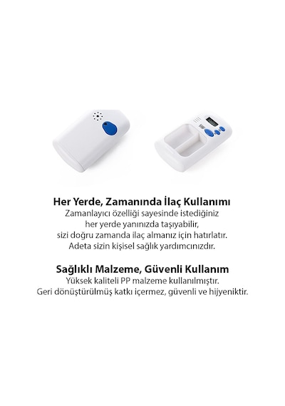 Ezere Elektronik Akıllı Zamanlayıcılı Taşınabilir Hap İlaç Kutusu - Bpa İçermez Beyaz