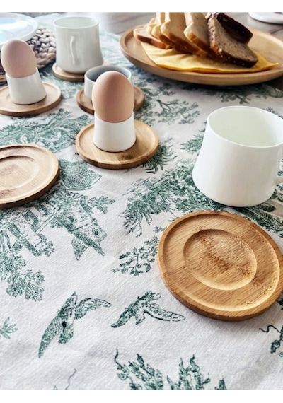6 Adet Yuvarlak Bambu Çay Tabağı, Bardak Altlığı, Fincan Tabağı Bambu