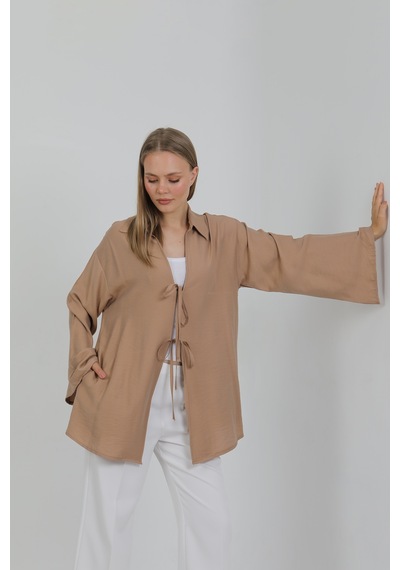 Doğal Viskon Kumaş Cepli Bağcıklı Kadın Kimono 1167 Hafif, Dökümlü, Akışkan, Yazlık Model Vizon Doğal Viskon Kumaş Cepli Bağcıklı Kadın Kimono 1167 Hafif, Dökümlü, Akışkan, Yazlık Model Vizon